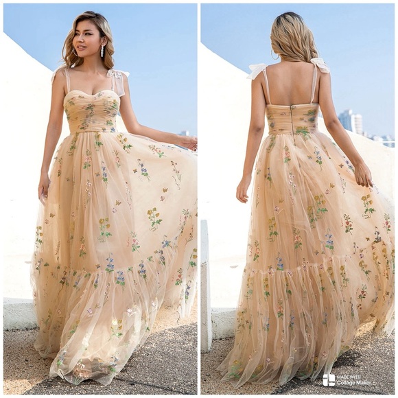 Floral Embroidered Prom Dress - Picture 2 of 11